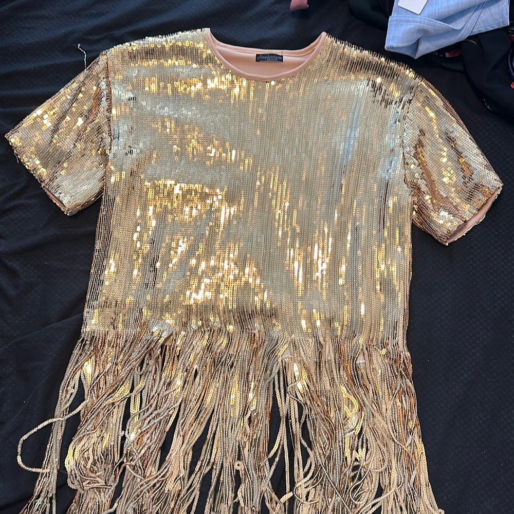 elegant gold sequin blouse